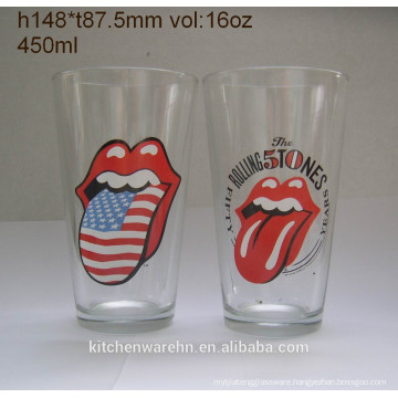 500ml promotional soft drinking glass cup/pint glass/drinking glass